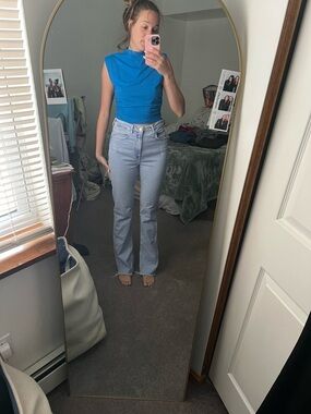 Zara Light Blue High-Rise Straight Jeans